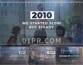 Pr十年成功幻灯片模板 83秒简约经典时间轴历史公司介绍 Pr模板